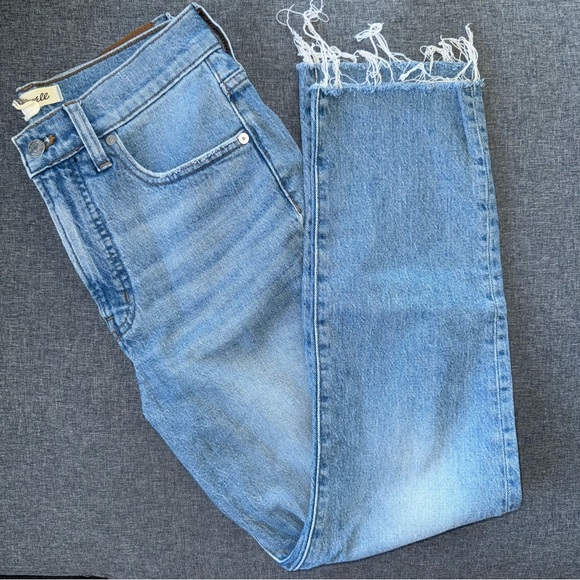 Madewell The Perfect Vintage Jean Raw Hem Straight Leg Jeans Light Wash - Picture 5 of 11